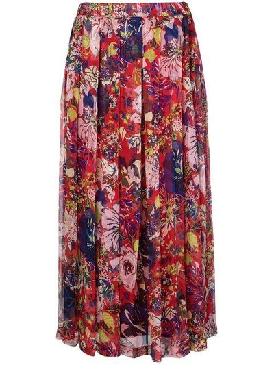 Aspesi Multicolor Pleated Silk Skirt