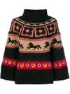 ALBERTA FERRETTI INTARSIA-KNIT TURTLENECK JUMPER