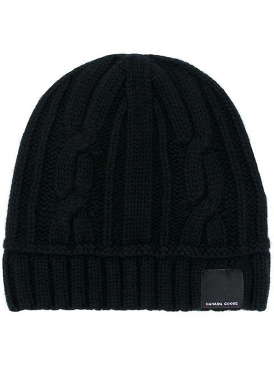Canada Goose Cable Toque Wool Hat In Black