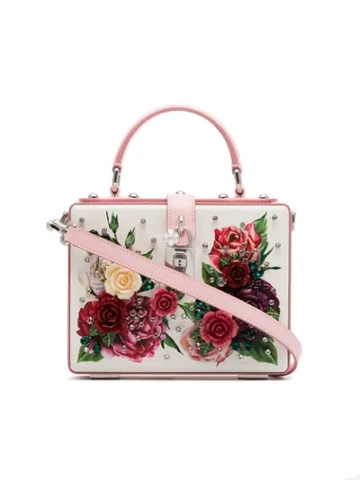 Dolce & Gabbana Cream, Pink And Purple Dauphin Leather Box Bag In White