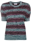 CARVEN CARVEN ETHNIC KNIT SWEATER - BLUE