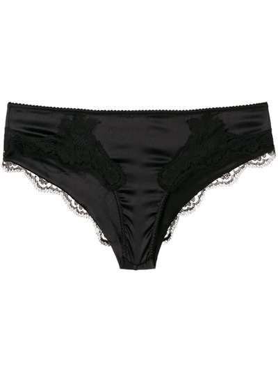 Dolce & Gabbana Satin Lace-trim Briefs In Black