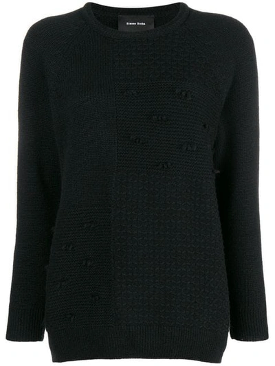 Simone Rocha Patchwork Knit Sweater In Black