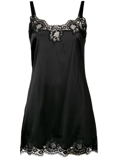 DOLCE & GABBANA LACE-DETAIL SATIN SLIP DRESS