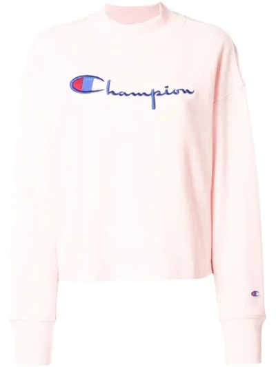 Champion Logo Print Sweatshirt In Pink