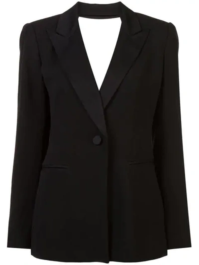 Diane Von Furstenberg Collared Open Back Blazer In Black