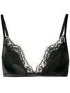 Dolce & Gabbana Lace-trim Silk-blend Satin Triangle Bra In Black