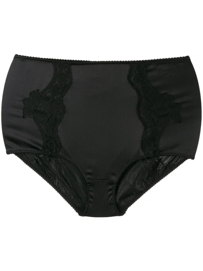 Dolce & Gabbana High-waisted Lace-detail Satin Briefs In Multi-colored