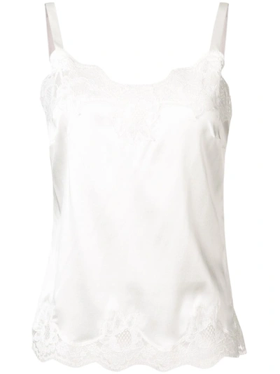 Dolce & Gabbana Lace-trimmed Silk-blend Satin Camisole In White