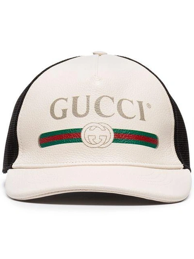 Gucci Men's Vintage Logo-print Baseball Cap, White/black