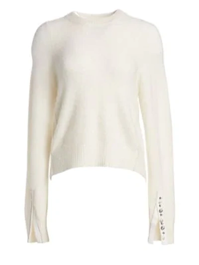 3.1 Phillip Lim / フィリップ リム Embellished Split-cuff Crewneck Alpaca Sweater In White