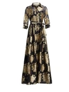 TERI JON BY RICKIE FREEMAN Collared Floral Belted Gown