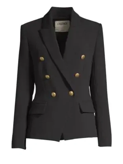 L Agence Kenzie Double-breasted Crepe Blazer In Black