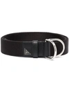 Prada Triangle-logo Woven Belt In Black