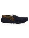 Barbour Monty Suede Tartan Moccasins In Navy