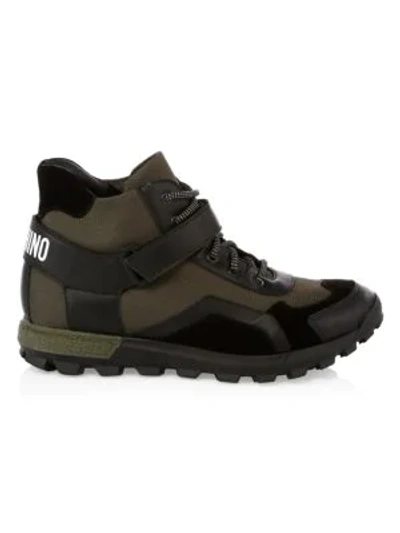 Moschino High-top Chunky Strap Logo Trainers In Green