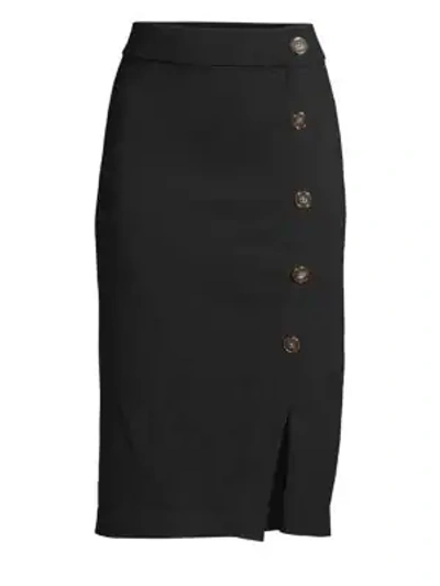 Dkny Knit Bodycon Button Skirt In Black
