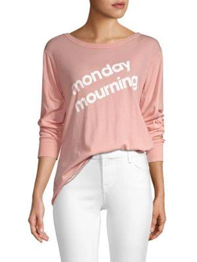 Wildfox Monday Mourning Long Sleeve Tee In Taupe Rose