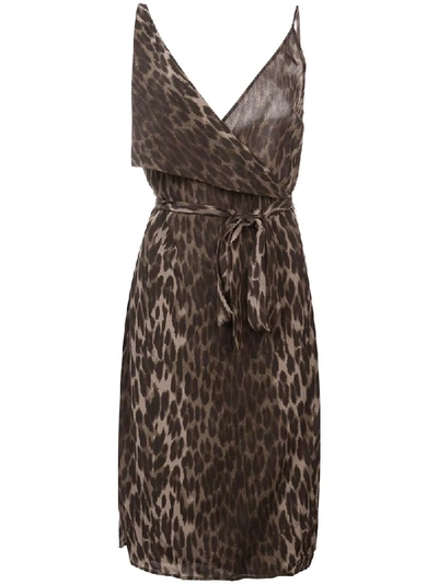 L Agence L'agence Leopard Print Fitted Dress - Green In Dark Olive Multi