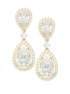 ADRIANA ORSINI 18K GOLDPLATED & CUBIC ZIRCONIA FRAMED DOUBLE-PEAR DROP EARRINGS,400099285855