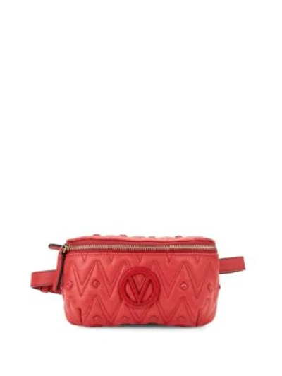 Valentino By Mario Valentino Fanny Studded Leather Belt Bag In Lipstick Red