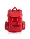 MCQ BY ALEXANDER MCQUEEN MCQ ALEXANDER MCQUEEN LOVELESS RIOT RED LEATHER MINI DRAWSTRING CONVERTIBLE BACKPACK,10679643