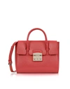 FURLA RUBY RED GRAINED LEATHER METROPOLIS SMALL SATCHEL,10678938