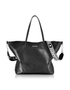 DSQUARED2 BLACK LEATHER SHOPPING BAG W/DETACHABLE SIGNATURE LOGO STRAP,10680119