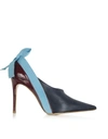 DELPOZO MARINE LIGHT BLUE AND BURGUNDY PATENT LEATHER BOOTIES,10679208