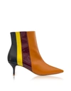 DELPOZO VERTICAL STIPES TAN LEATHER MID-HEEL BOOTIES,10679209