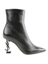 Saint Laurent Opyum Leather Pointy-toe Ankle Boots In Nero
