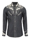 DSQUARED2 DENIM WESTERN SHIRT WITH EMBROIDERY,10676011