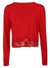 ERMANNO SCERVINO CROPPED LACE DETAIL SWEATER,10676645