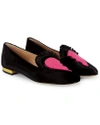 CHARLOTTE OLYMPIA HEARTBROKEN VELVET SLIPPERS,400962244106