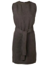 Rick Owens Belted Dress In Grey