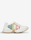 Gucci Rhyton Metallic Logo-print Leather Sneakers In White