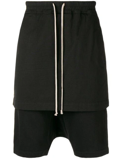 Rick Owens Drkshdw Layered Track Shorts In Black