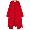 VALENTINO RED SCALLOPED WOOL COAT