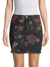 7 FOR ALL MANKIND Floral Denim Mini Skirt,0400099082620