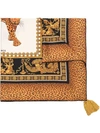 VERSACE VERSACE BROWN, YELLOW AND BLACK BAROQUE AND LEOPARD PRINT SILK SCARF