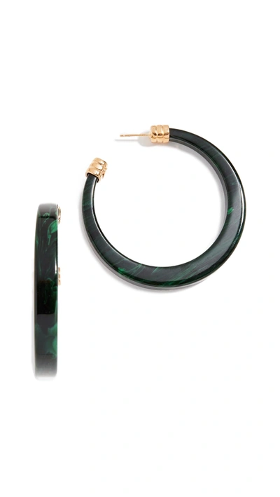 Gas Bijoux Bo Caftan Oval Acetate Hoop Earrings In Green/gold