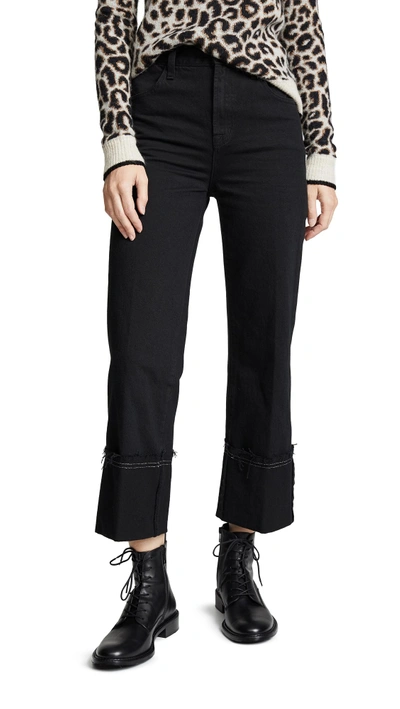 J Brand Joan Cuffed High Waist Crop Flare Jeans In Black