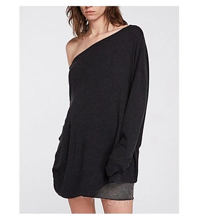 Allsaints Rita Long Sleeved Jersey Top In Black