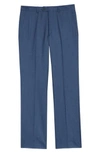 SANTORELLI FLAT FRONT SOLID WOOL TROUSERS,S1042-2