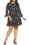 ELIZA J FLORAL RUFFLE SHEATH DRESS,EJ8W0199