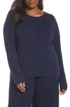 Eileen Fisher Ribbed Long-sleeve Cashmere Sweater In Midnight