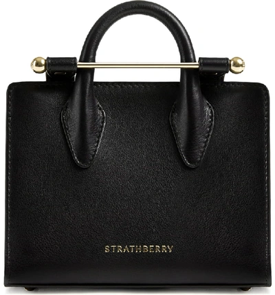 Strathberry Nano Leather Tote In Black