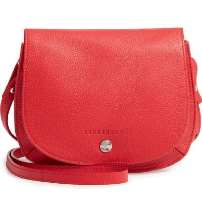 Longchamp Small Le Foulonne Leather Crossbody Bag - Red In Red Orange/silver