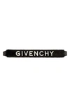 Givenchy Black Logo Embroidered Faux Fur Bag Strap In Black