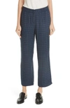 EILEEN FISHER CHECK STRAIGHT LEG SILK ANKLE PANTS,F8HVH-P4002M